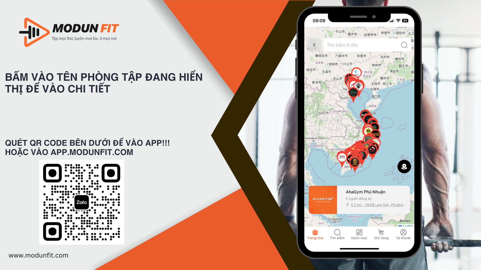 App Booking lịch tập PT đơn giản với app ModunFit