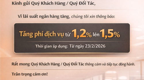 THÔNG BÁO ĐIỀU CHỈNH PHÍ DỊCH VỤ