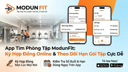 Ứng dụng tìm phòng gym, hợp đồng điện tử phòng tập, quản lý gói tập gym online, gia hạn thẻ tập tự động, app quản lý fitness